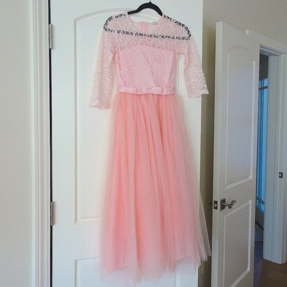 '50s Vintage Inspired Pink Tulle Long Lined Feminine Maxi Dress Halloween - Picture 1 of 5